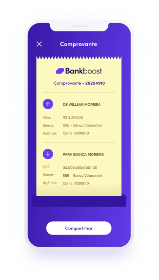 Dispositivo de celular mostrando o comprovante da conta